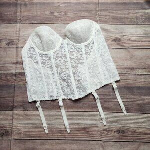 Vintage Fredericks Of Hollywood White Lace Corset Bustier